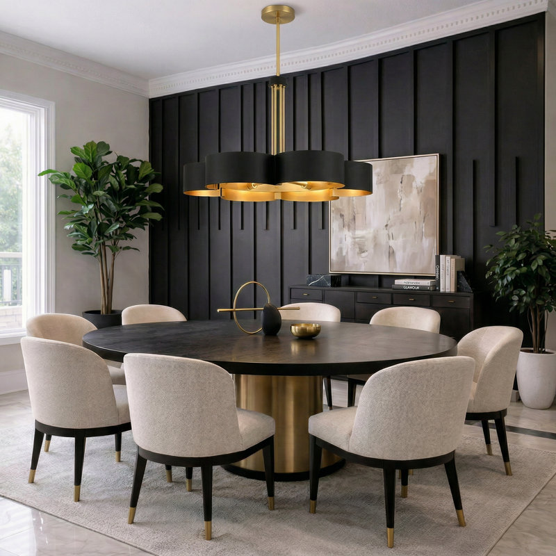 Lustre noir mat 6 lumières Balsam, Noir mat, Noir