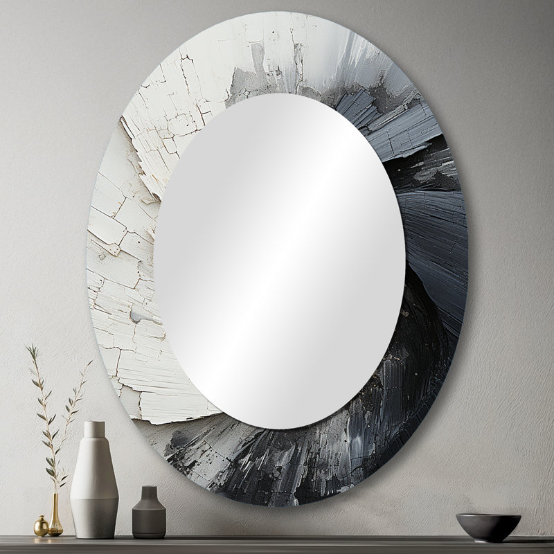 Contrasting Harmony III - Modern Oval Wall Mirror, 43" x 33"