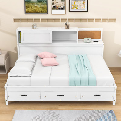 Mayores Daybed with 3 Storage Drawers, Shelves, and USB Ports