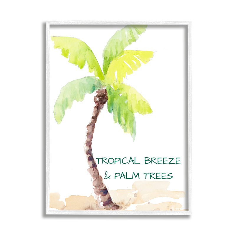 «Tropical Breeze & Palm Trees», art texturé à la giclée noire encadrée par Lanie Loreth, H 14 po x l 11 po