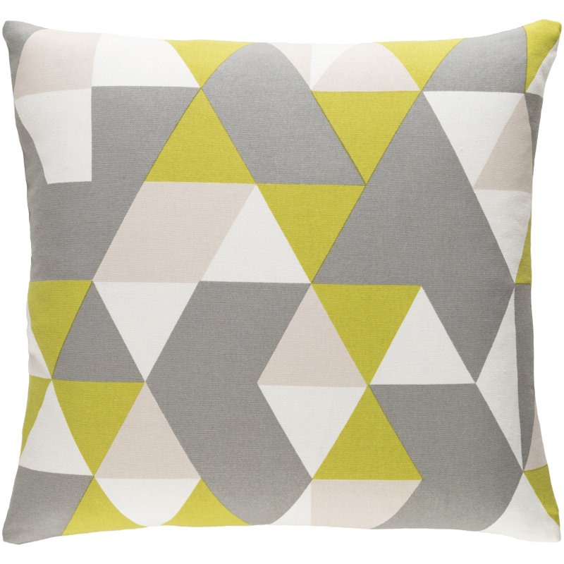 Trudy Geometric Blue and Yellow Cotton Throw Pillow Set