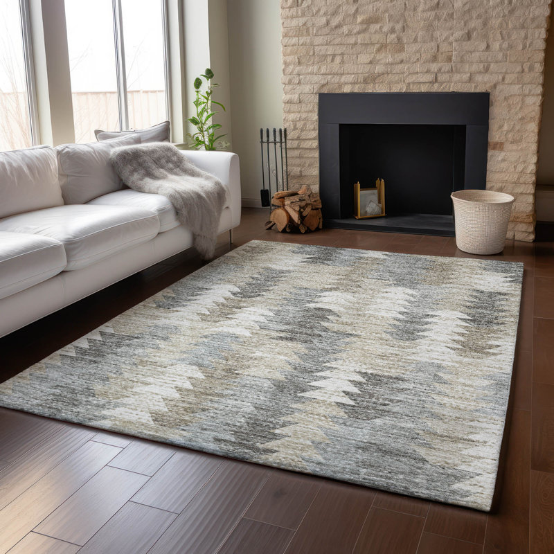 Tapis taupe Cerrito lavable à la machine de qualité supérieure, Rectangle 10 pi x 14 pi