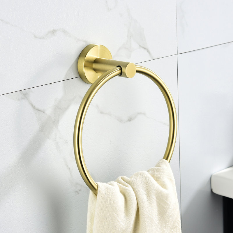 5 Piece Bathroom Towel Rack Wall Mount - Brushed Gold Aluminium Material And For Multiple Rooms Easy Installation Process 5 Build , Rust- Different Directions
