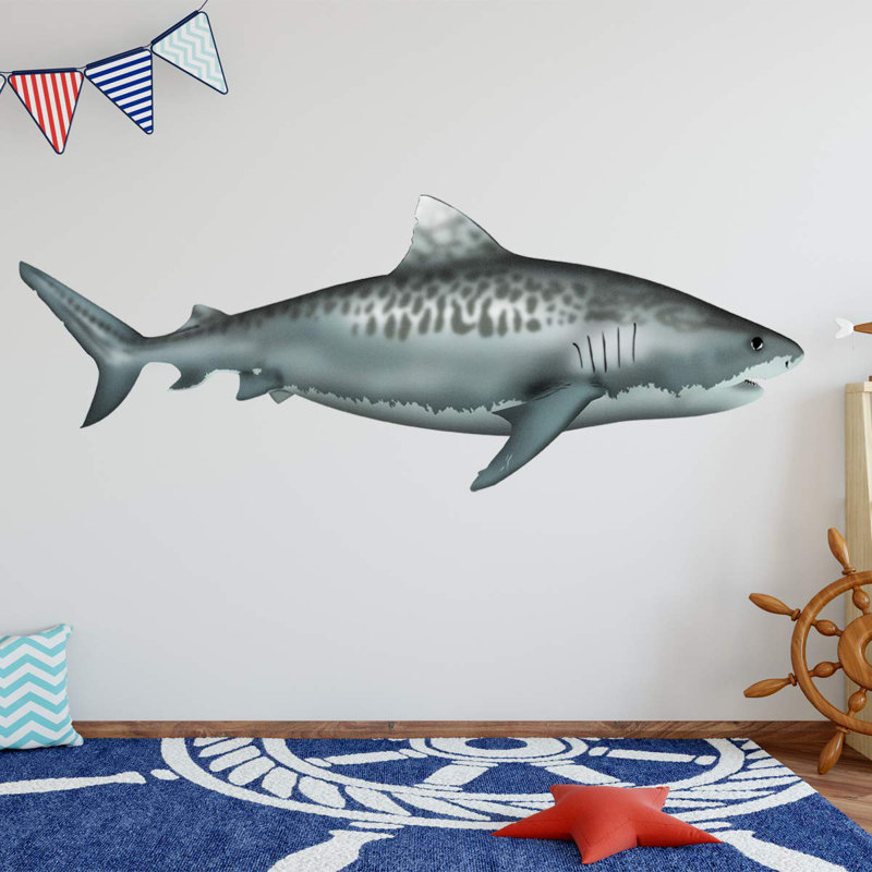 Adhésif décoratif tigre requin océan et animaux kashvi, H 32 po x l 84 po x P 0,01 po