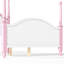 Lit plateforme pleine grandeur en forme de couronne, cadre de lit élégant en bois à baldaquin, cadre de lit tête de lit courbé élégant pour la chambre à coucher, blanc et rose