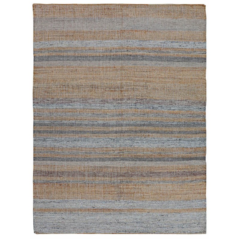 Aquila Striped Area Rug in Oat Silver, Rectangle 8' x 10'