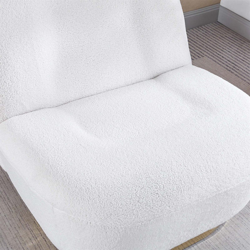 SWIVEL BARREL CHAIR,Living room chair,Bedroom chair with ergonomic curved back, White Polyester