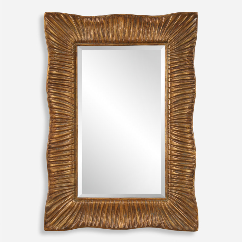 Miroir festonné doré antique Caterina