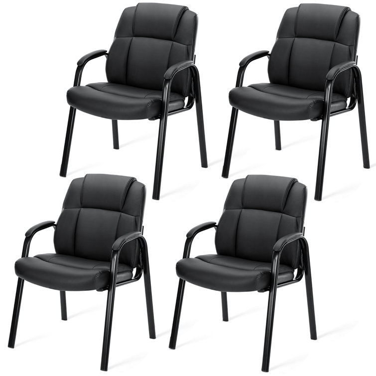 Stackable Faux Leather Seat Waiting Room Chair with Metal Frame