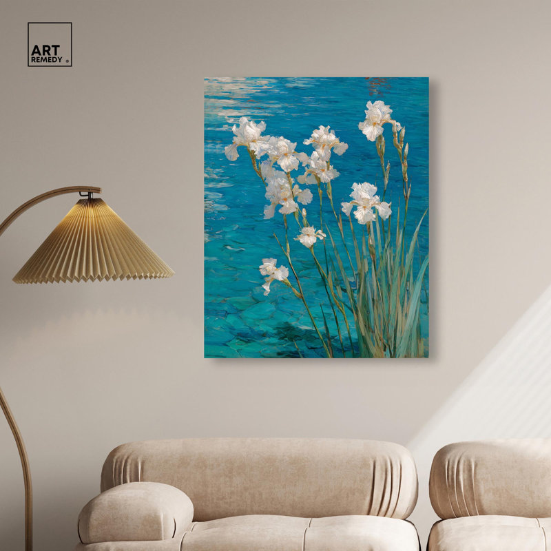 «Turquoise Ripples», reproduction d'art sur toile par Art Remedy, 30 x 36, H 36 po x l 30 po, Toile tendue avec châssis