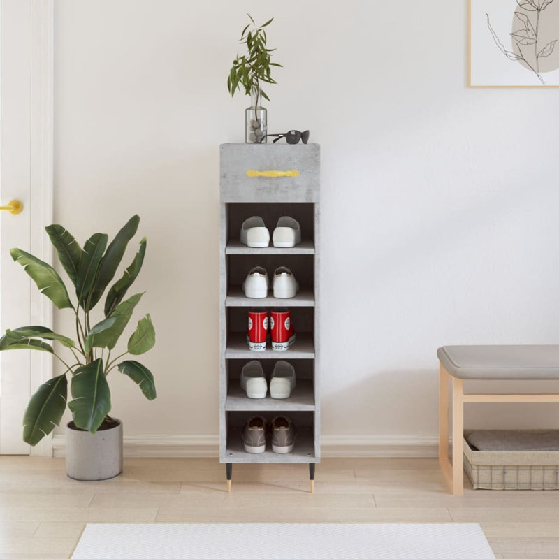 Besik 6 Pair Shoe Rack, Concrete Grey