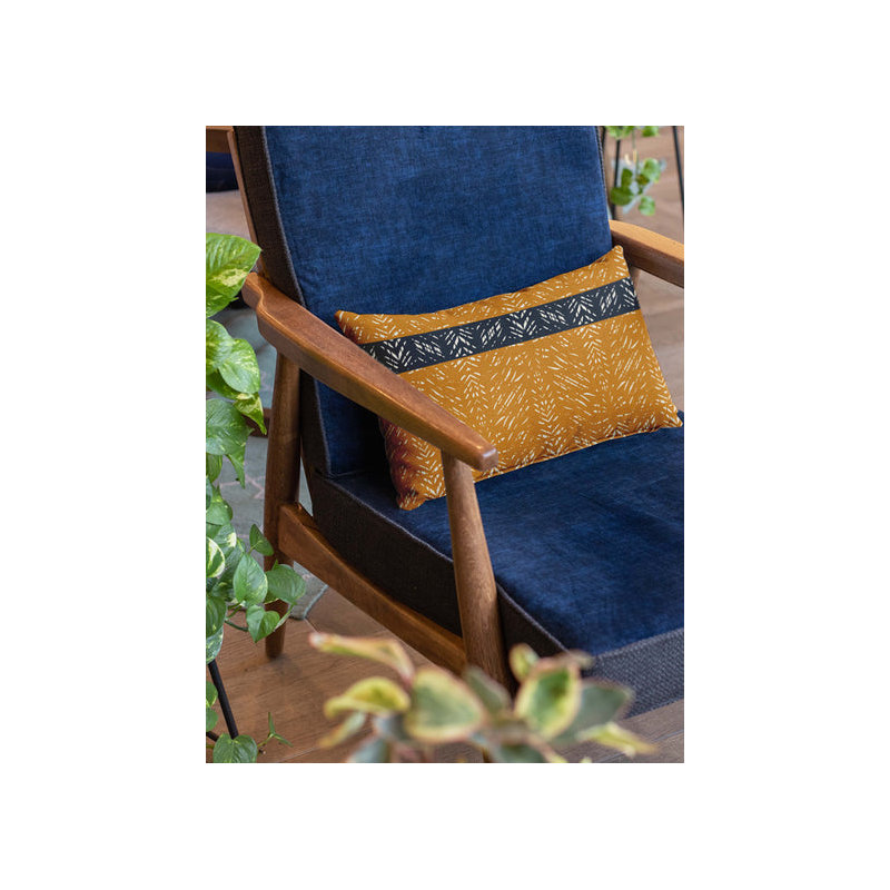 Batik Lumbar Pillowcase Tumeric and Midnight, Orange/Blue Abstract