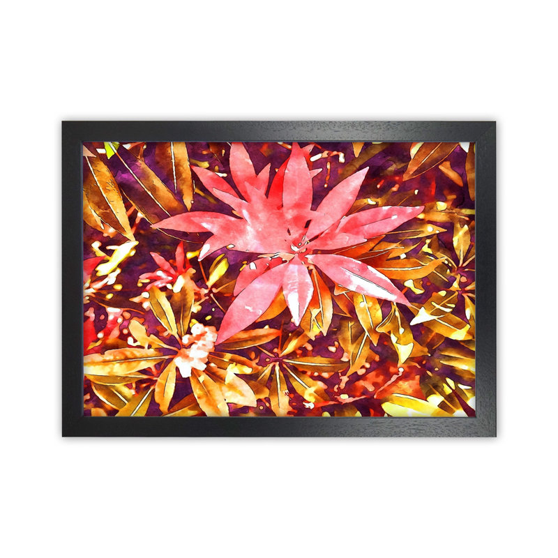 Autumnal Flowers - Print on Canvas, 25cm H x 34cm W x 3cm D, Black Framed
