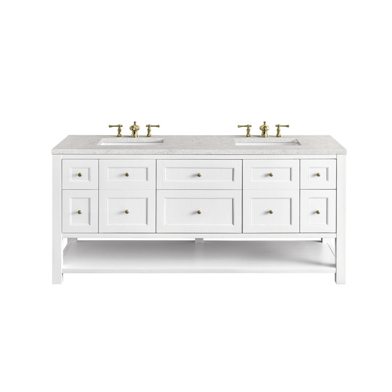 Breckenridge 72'' W Double Vanity, Bright White, Eternal Jasmine Pearl