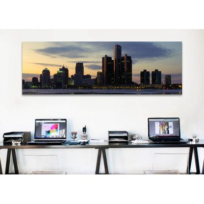 " Detroit Panoramic Skyline Cityscape (Dusk) " by Unknown Artist
