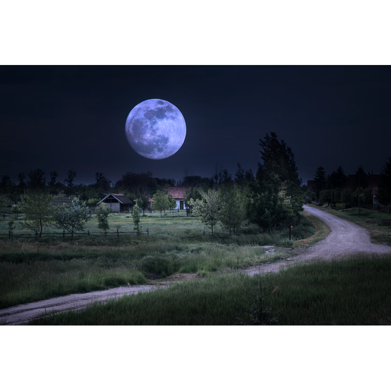 Moonrise Over Farm by BalazsKovacs - Wrapped Canvas Print, 20cm H x 30cm W