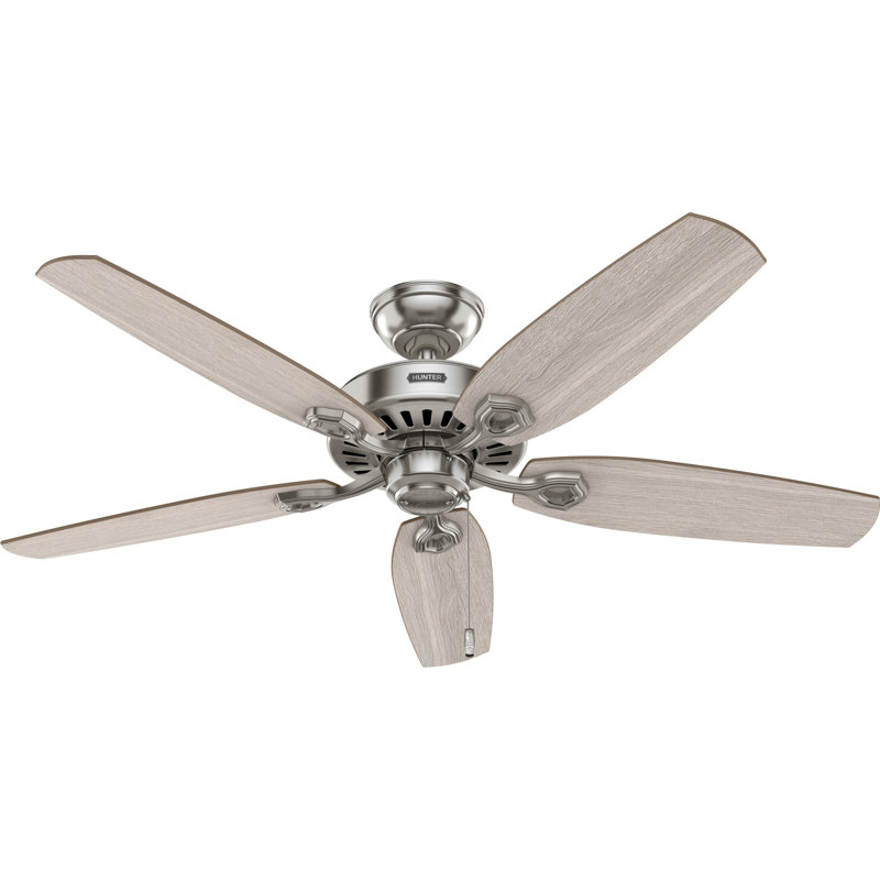 Builder 52" 5-Blade Energy Star® Standard Ceiling Fan With Lights And Pull Chain, Brushed Nickel