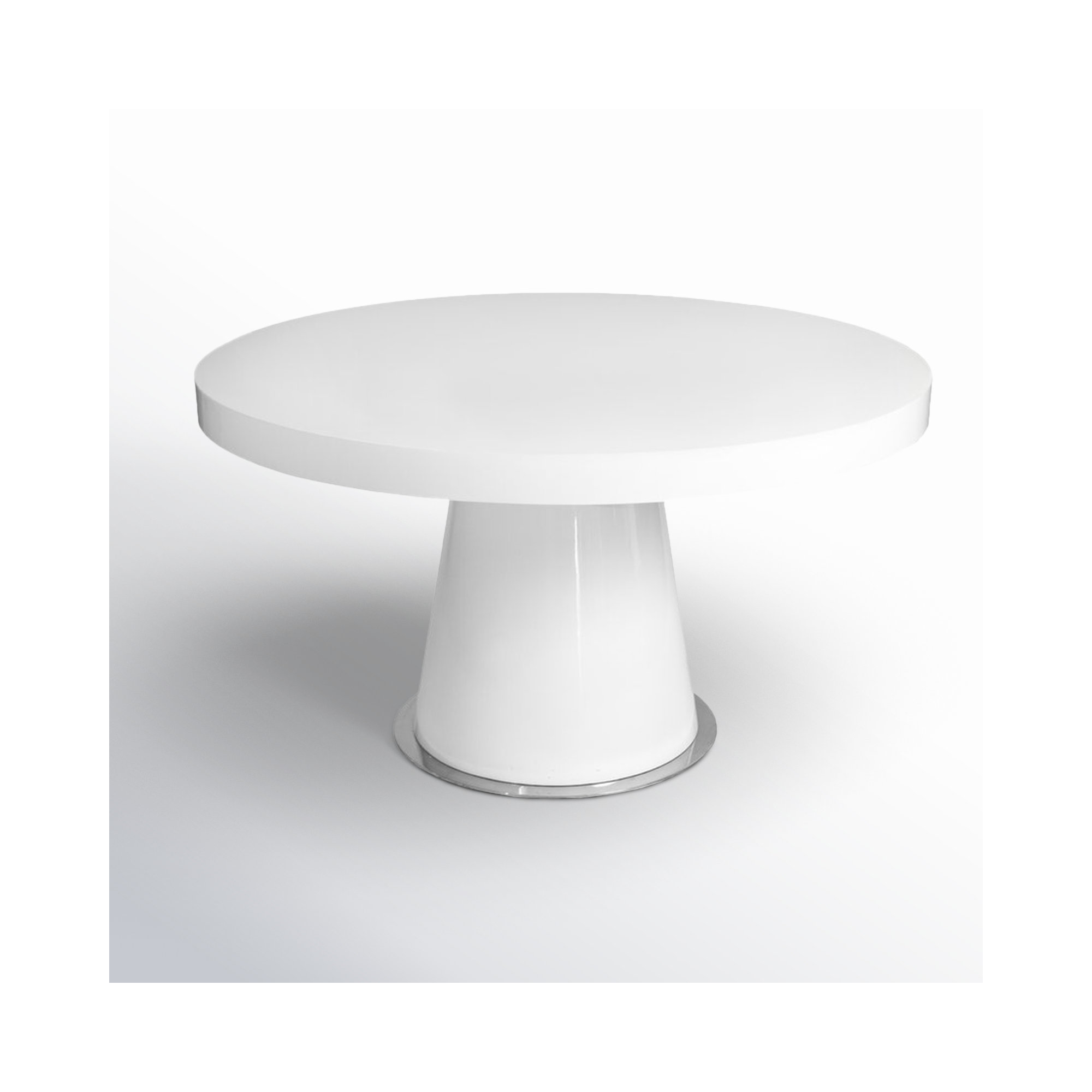 Pangea Home Modern Ronald Claudine 53'' Round Pedestal Dining Table  – Contemporary Dining Table in High Gloss or Wood Finish- 6- Seat Table