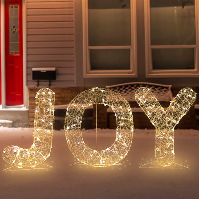 16" LED Lighted Joy Wire Sign Decor