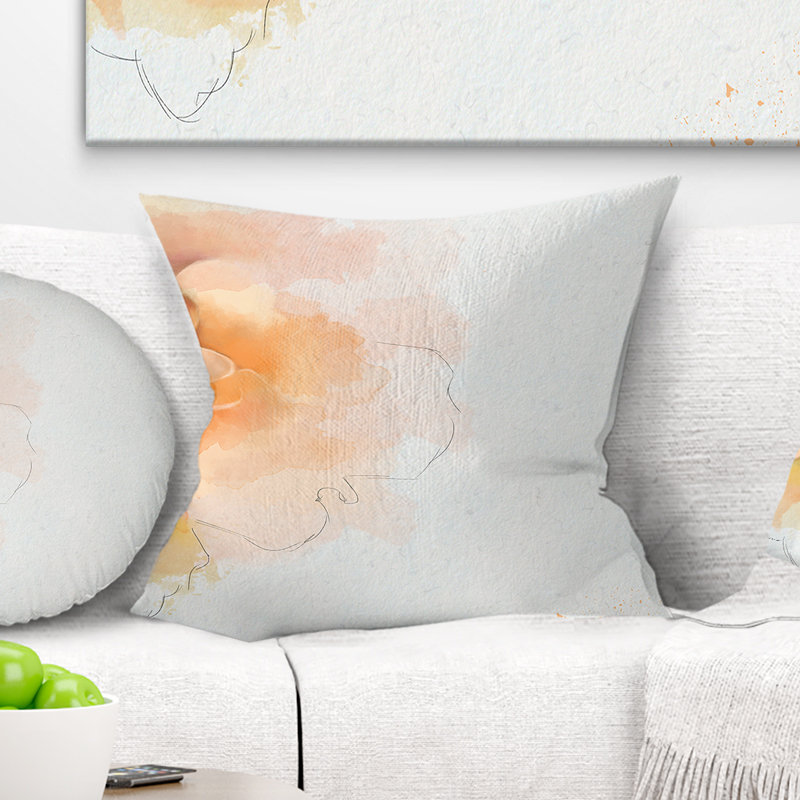 Coussin en aquarelle de fleur rose, 16 po x 1 po, Coussin décoratif