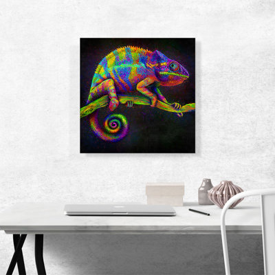 " Chameleon Lizard Reptile Branch " Painting Print