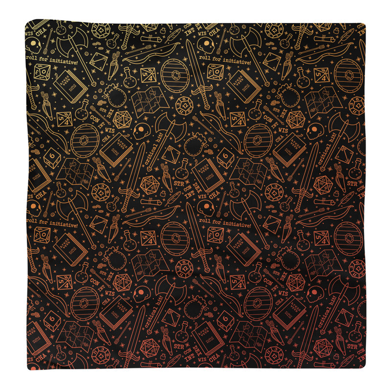 Serviette en coton à motif rpg lines, H 0,1 po x l 10 po x P 10 po, Dégradé noir / feu, Sergé de polyester