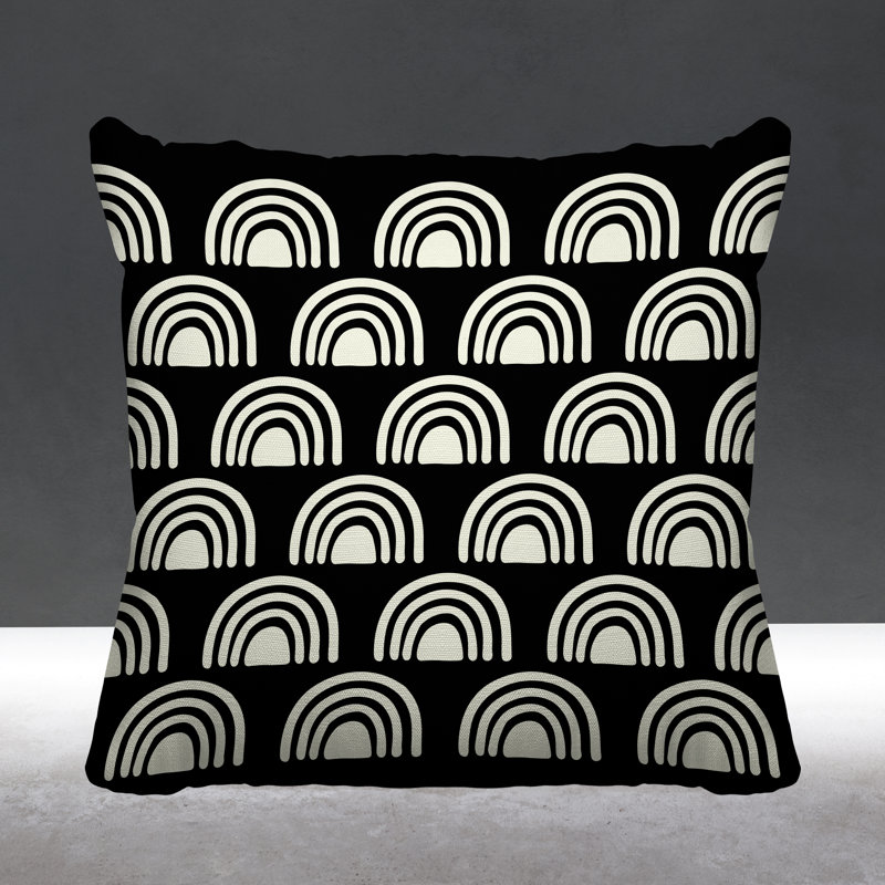 Coussin décoratif à motif abstrait, L 17 po x H 17 po, Noir, noir, noir, noir