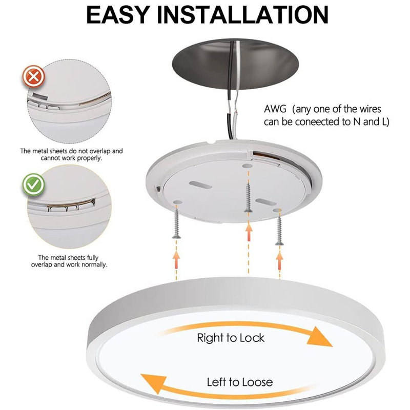 LED Flush Mount, 0.9" H x 11.8" W x 11.8" D