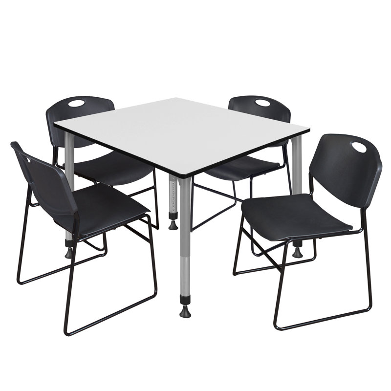 Romig Kee 42" L Breakroom Table and Chair Set, Cherry, 34" H x 48" W x 48" D