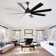 72 Inch Large Ceiling Fans With Lights And Remote Control 6 Wind Speed DC Motor Black For Living Room