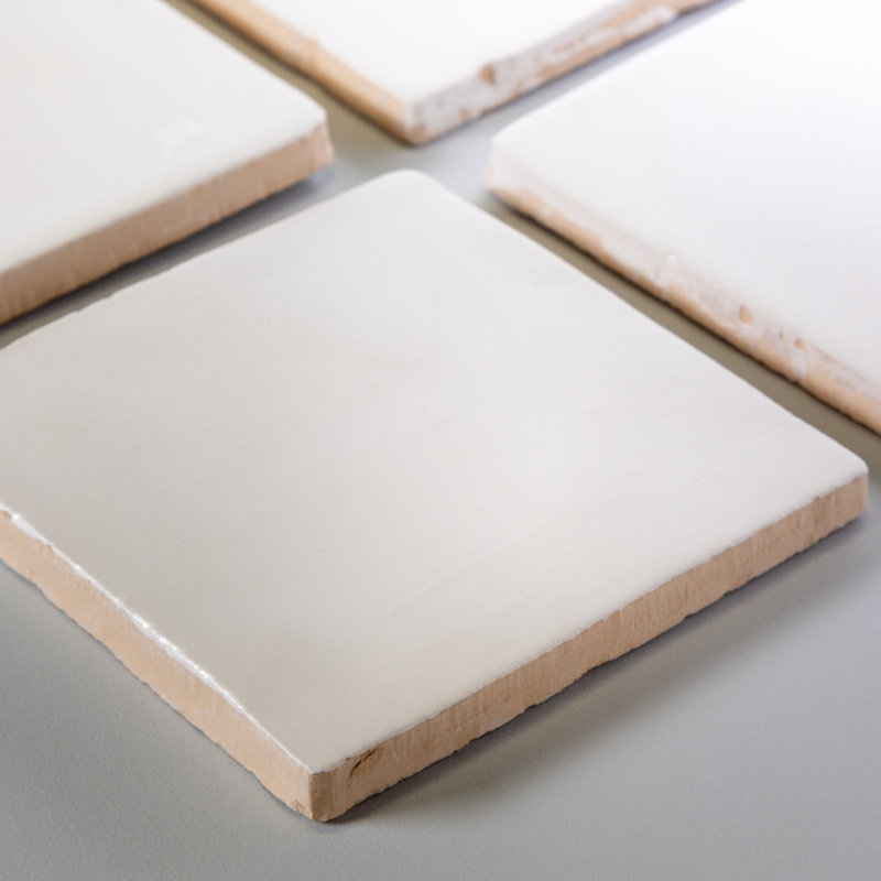 Zellige 4" x 4" Ceramic Subway Tile, White/Blanc Matte