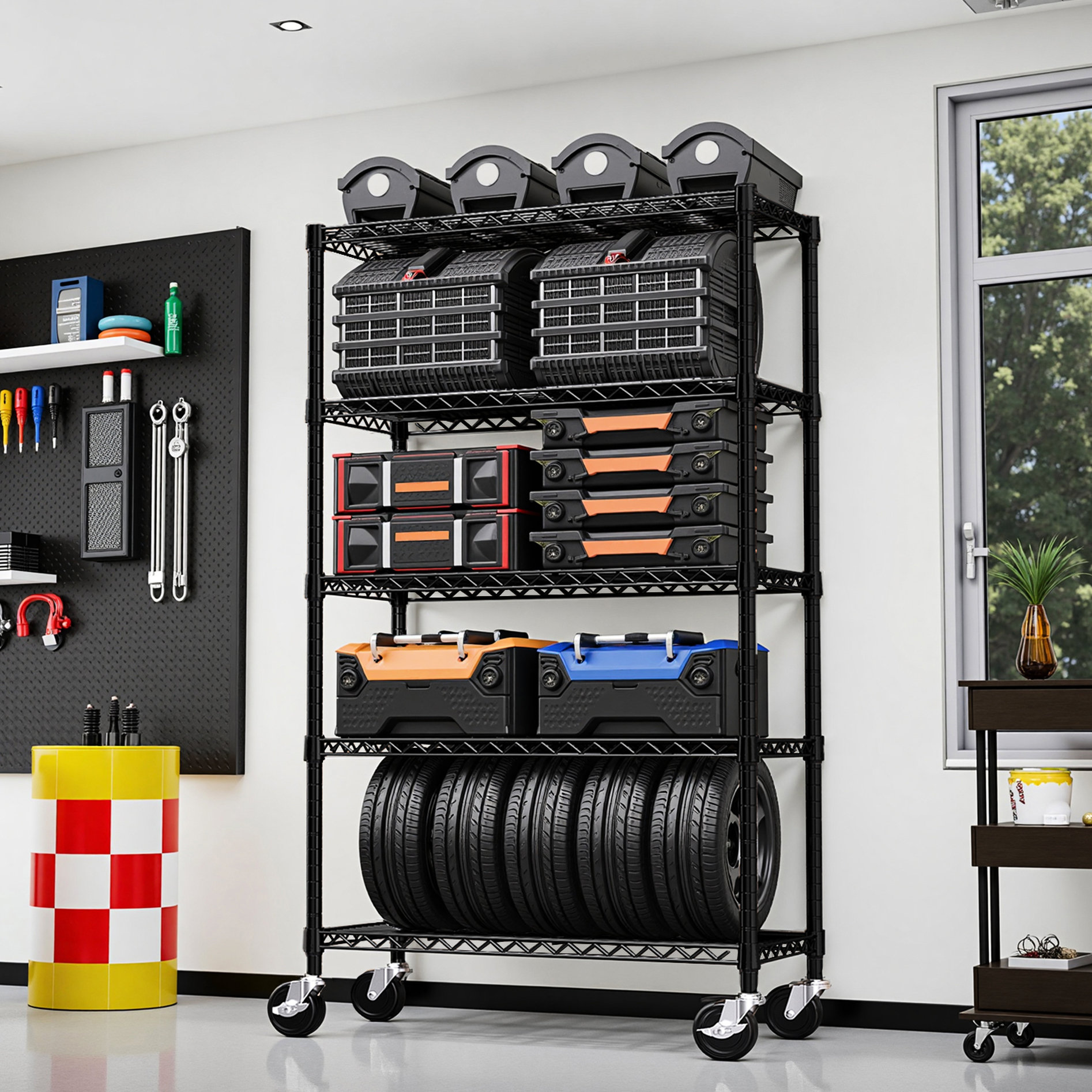 SnugglySolace Vertical 5 Steel Storage Rack With 1750 Lbs Capacity ...