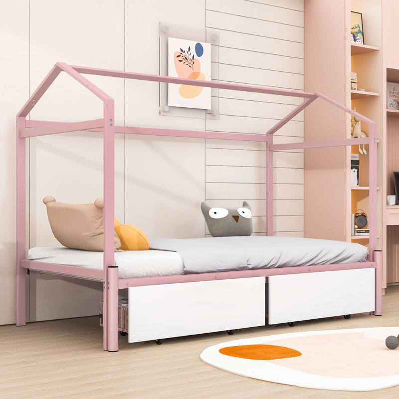 Lit plateforme simple Avyanna, Rose