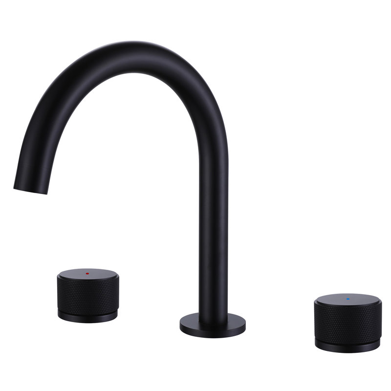 9-3/5" Widespread Dual-Handle Control Bathroom Sink Faucet in Matte Black, Lead-Free Solid Brass, Matte Black