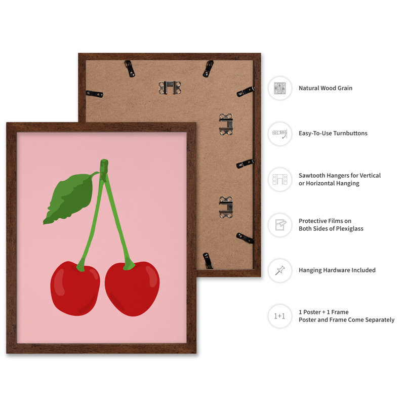 Cerise, Poster, 08"H x 10"W, Brown Framed