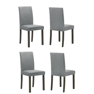 4pc Set Contemporary Style Upholstered Dining Chairs Gray Fabric Dining Room Wooden Furniture