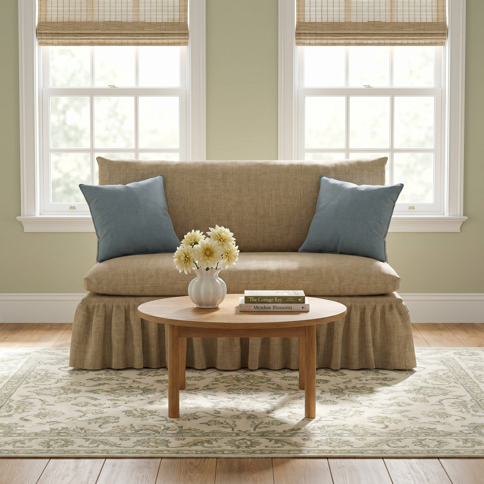 Stoffer Home x Cloth & Co. Thelma 47" Linen Settee, Zuma Charcoal Textured Linen