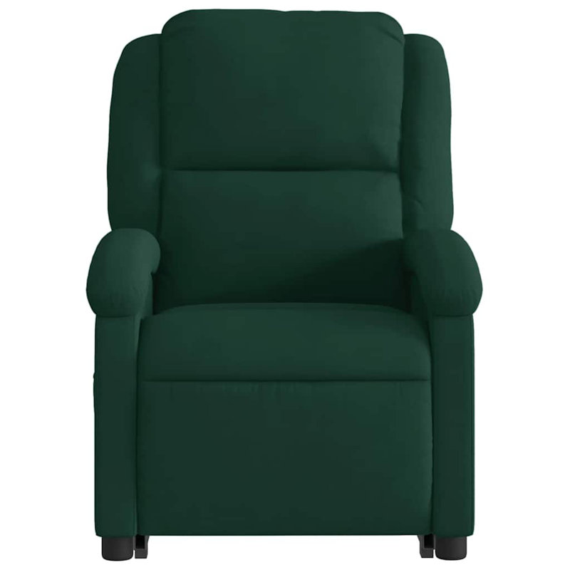 Upholstered Massage Chair, Dark Green Polyester, Manual Push Back