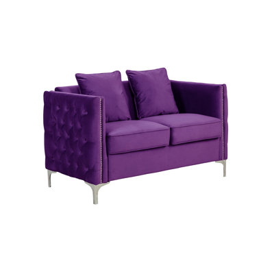 Causeuse en velours néo-classique Nashgia avec 2 coussins Nashyah
