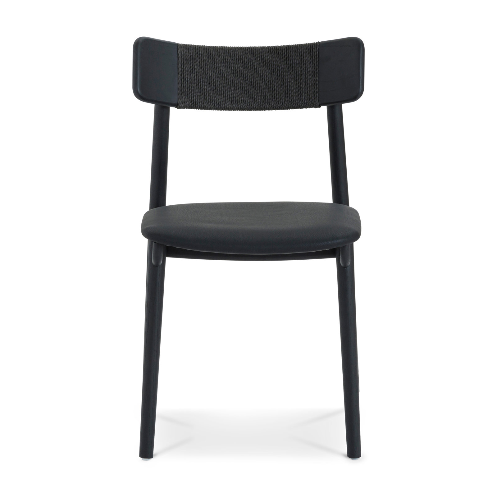 Sakina Genuine Leather Side Chair, Black, Black