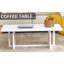 table basse en bois massif et imitation rotin, table basse rectangulaire en bois massif