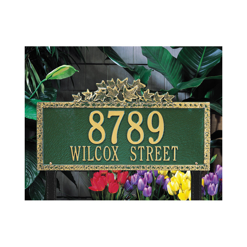 Ivy 2-Line Lawn Address Sign, Yes, Antique Copper
