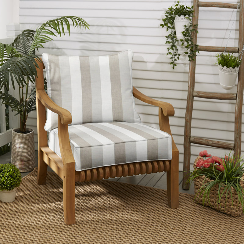 Outdoor 5'' Lounge Chair Seat / Back Cushion, Brown Stripe Sunbrella®, 30" W x 27" D