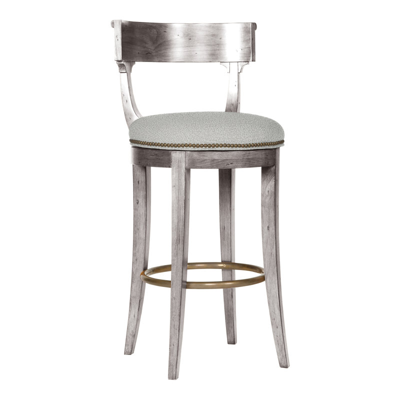 Tabouret de bar 41 po Compendium, Oui, Coton Callaloo, Gris colombe