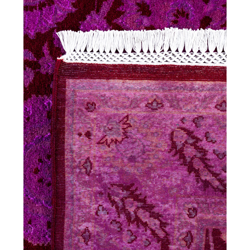 Overdyed Hand-Knotted Wool Modern-Contemporary Purple Area Rug 4' 10" x 7' 3"