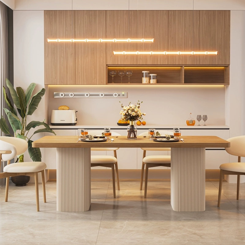 Une table de salle à manger en bois massif crème qui économise de l'espace, H 29,52 po x L 70,86 po x l 31,49 po