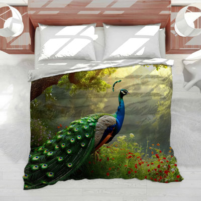 Édredon en mélange de coton Peacock Birds