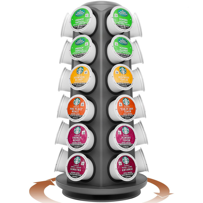 360 Degree Rotating Coffee Storage Rack, Suitable For Countertop Or Coffee Station, Removable, Matte Grey