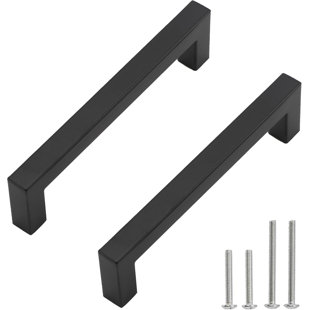 Cabinet Pulls Matte Black Cabinet Handles Square Drawer Pulls, Stainless Steel Kitchen Door Cupboard Cabinet Handles, Drawer Hardware Handles (Set of 10)