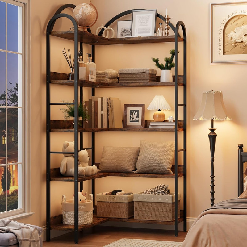 173.99cm H x 54.1cm W Metal Corner Bookcase